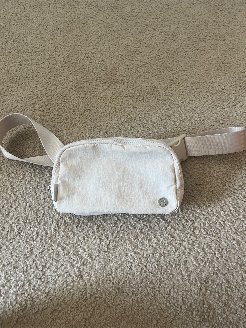 lululemon athletica Cream Crossbody Belt Bag with Silver Logo